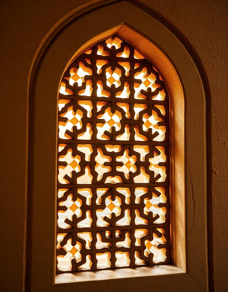 Carved geometric stone lattice
